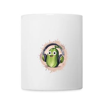 Cucumber, headphones, illustration, retro - Mug - white - Front
