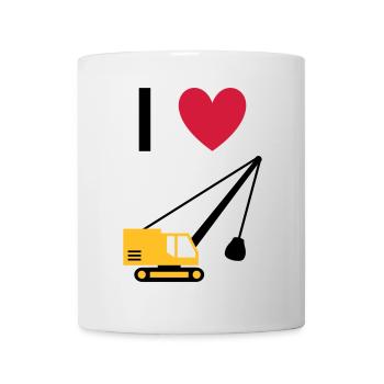 ★ Designfarben änderbar ★ Ich liebe Seilbagger - Tasse - Weiß - Vorne