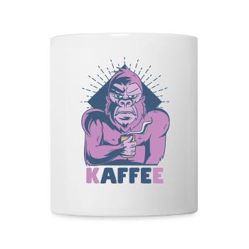 Affe trinkt Kaffee - Tasse - Weiß - Vorne