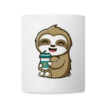 Süßes Faultier mit einem Becher Kaffee - Tasse - Weiß - Vorne
