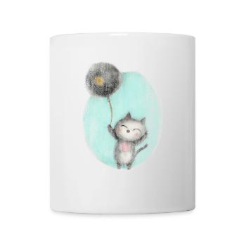 cute drawing cat balloon balloon - Mug - white - Front