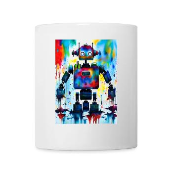 Kunst Roboter Farbenfroh - Tasse - Weiß - Vorne