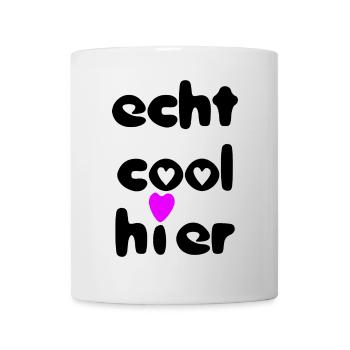 echt cool hier herz schwarz pink - Tasse - Weiß - Vorne