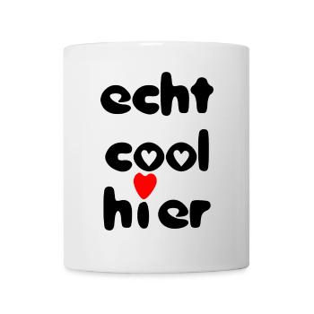 echt cool hier herz schwarz rot - Tasse - Weiß - Vorne