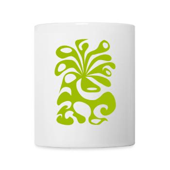 psychedelic BLOSSOM space green peacock 60s planet - Mug - white - Front