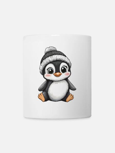 Pinguin Süß Niedlich Baby Kinder Tier Cartoon - Tasse - Weiß