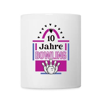 10 Jahre Bowling Jubiläum Bowlingspielerin 10th - Tasse - Weiß - Vorne