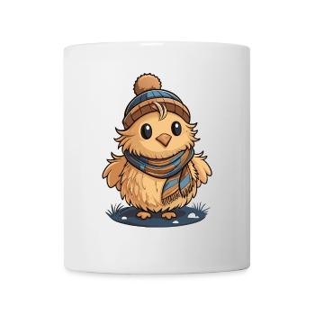 Niedliches Entchen mit Schal und Pudelmütze. - Tasse - Weiß - Vorne