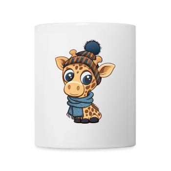 Cute giraffe with scarf and bobble hat. - Mug - white - Front