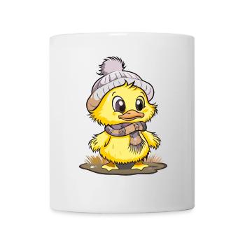 Niedliche Ente mit Schal und Pudelmütze. - Tasse - Weiß - Vorne