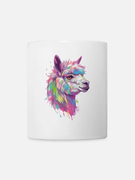 Alpaga Lama Nature animale Zoo Andes Inca Art coloré - Mug blanc - blanc