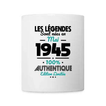 80. Jubiläum - Legenden, geboren im Mai 1945 - Tasse - Weiß - Vorne