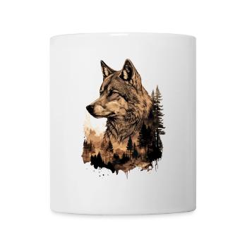 Wolf Wolf's Head Forest Nature Mountains Wilderness Sun - Mug - white - Front