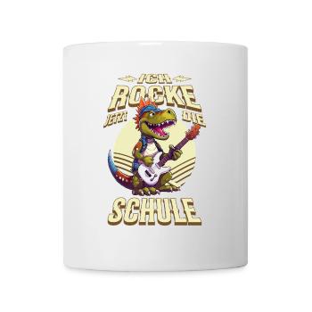 Schulkind Einschulung Dino Gitarre Rock Musik - Tasse - Weiß - Vorne