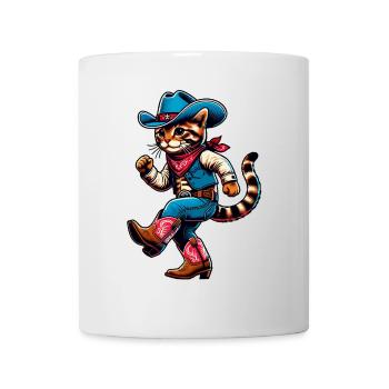 Line Dance Western Cowboy Katze - Tasse - Weiß - Vorne
