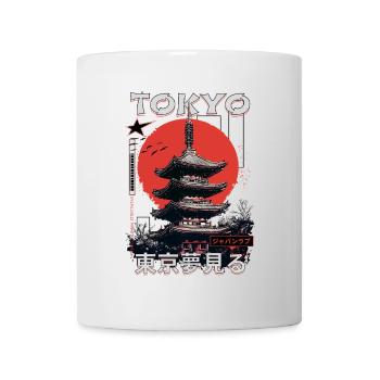 Tokio Japan Pagode Stadt Skyline Sonne Berg - Tasse - Weiß - Vorne