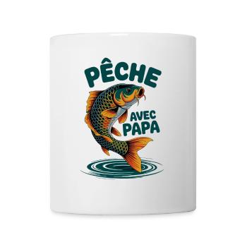 Pêcher avec papa, c'est le top. Carpe sautante - Mug blanc - blanc - Devant