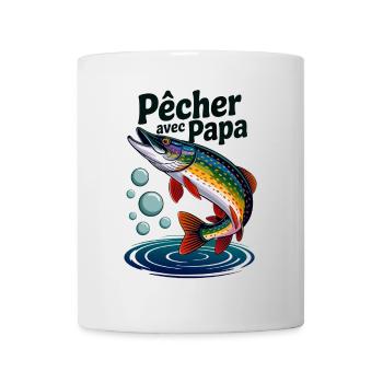 Pêcher avec papa, c'est le top. Brochet bondissant - Mug blanc - blanc - Devant