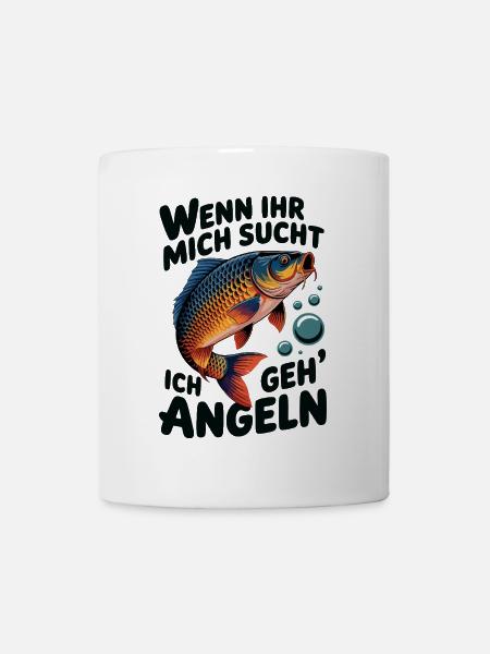 Ich gehe angeln fischen - springender Karpfen - Tasse - Weiß