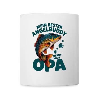 Angeln mit Enkeln Angel Opa Angelbuddy - Tasse - Weiß - Vorne
