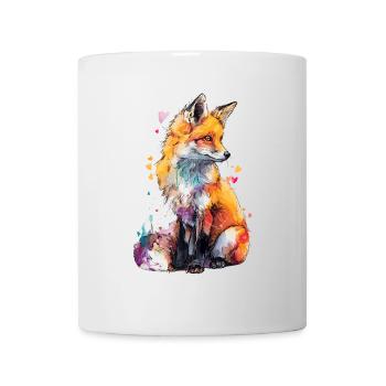 Neugieriger Fuchs in Aquarell - Tasse - Weiß - Vorne