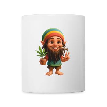 Bunter Kifferzwerg mit Joint & Pflanze - Tasse - Weiß - Vorne