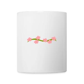 Plante fleurs fleur ligne branche rose - Mug blanc - blanc - Devant