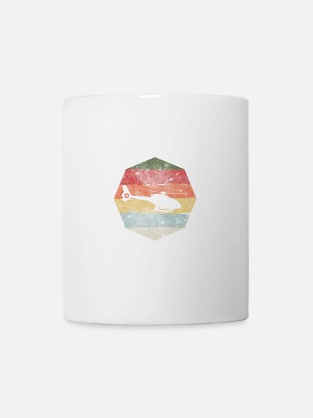 Hubschrauber Papa im Einsatz Geschenk Retro 70`s - Tasse - Weiß