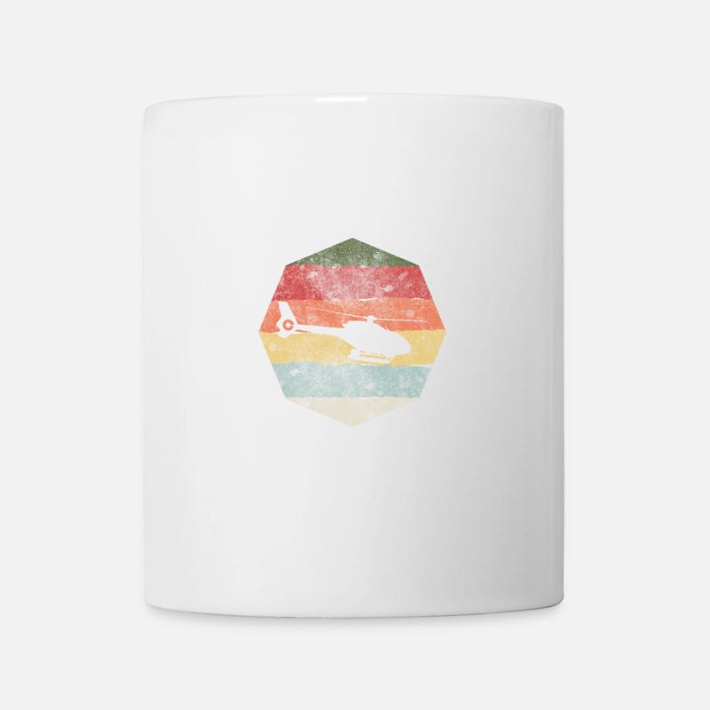 Hubschrauber Papa im Einsatz Geschenk Retro 70`s - Tasse - Weiß