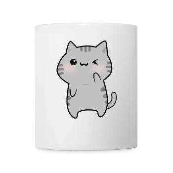 Cute gray cat cartoon - Mug - white - Front