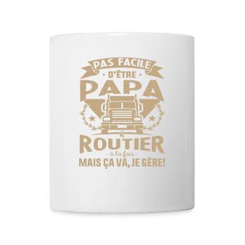 Papa Et Routier Qui Gère Camion Routier Cadeau - Mug blanc - blanc - Devant