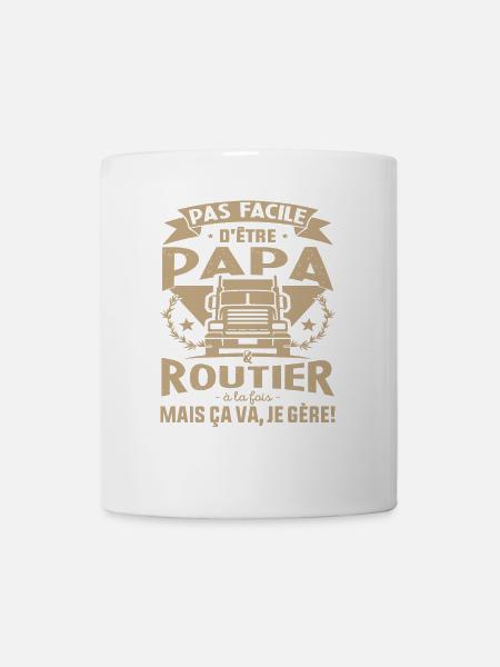 Papa Et Routier Qui Gère Camion Routier Cadeau - Mug blanc - blanc