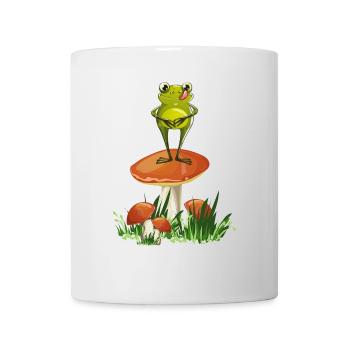 mushroom picker frosch collects mushrooms at mushroom time - Mug - white - Front