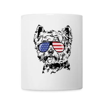 West Highland White Terrier Amerika Fahne Brille - Tasse - Weiß - Vorne