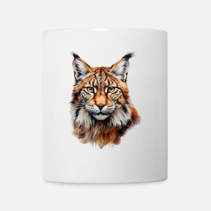 Luchs Portrait – Wildtier Design - Tasse - Weiß