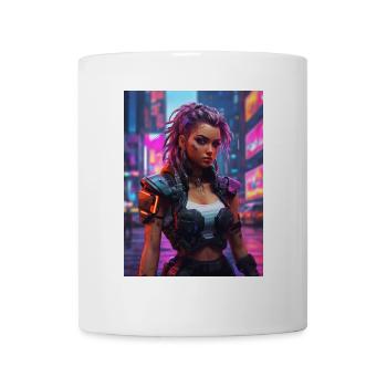 Neon Cyberfighter Stil - Tasse - Weiß - Vorne