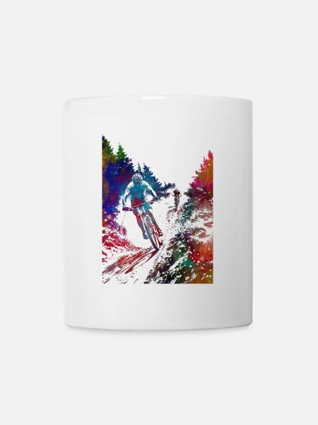 Mountainbiker Sport Kunst - Tasse - Weiß