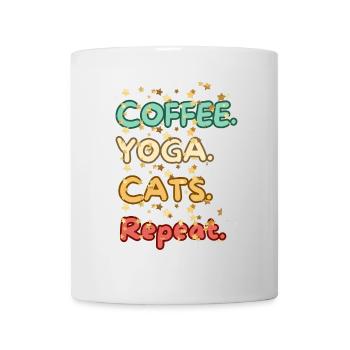 coffee yoga cats repeat - Mug - white - Front