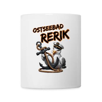 Baltic Sea Resort Rerik Funny Seagull with Anchor - Mug - white - Front
