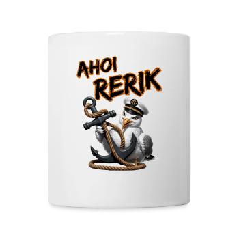Ahoi Rerik Lustige Möwe mit Anker - Tasse - Weiß - Vorne