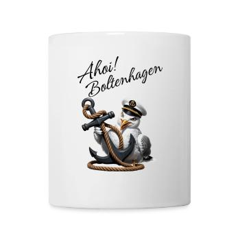 Ahoy Boltenhagen mouette drôle avec ancre - Mug blanc - blanc - Devant