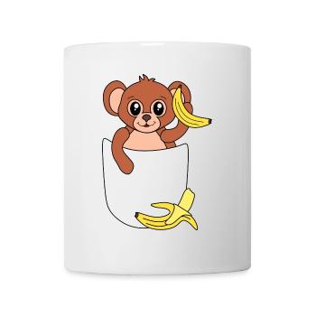 Affe in Brusttasche – lustiges Tierdesign - Tasse - Weiß - Vorne