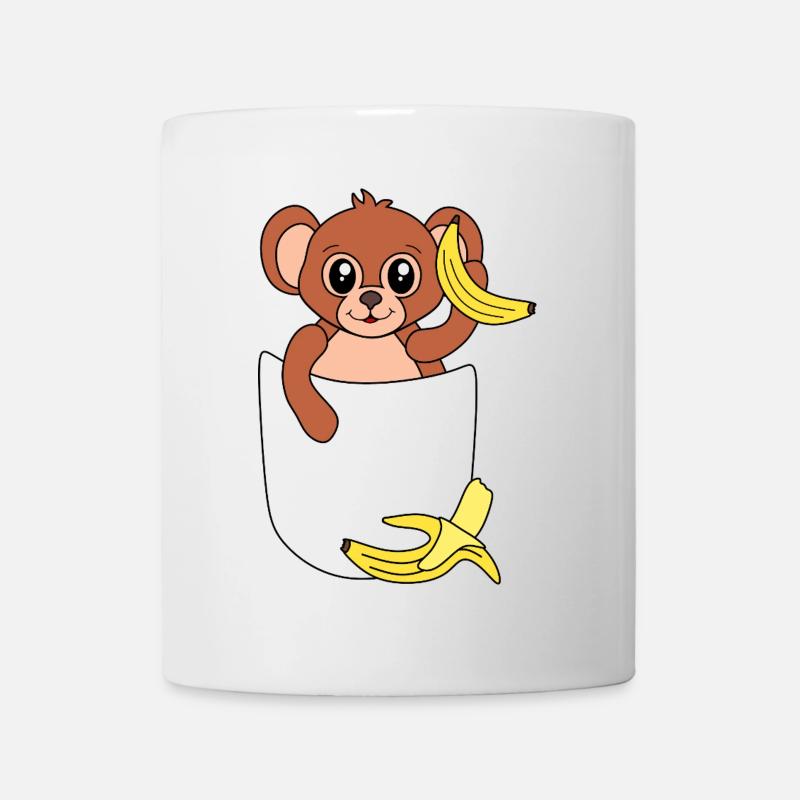 Affe in Brusttasche – lustiges Tierdesign - Tasse - Weiß