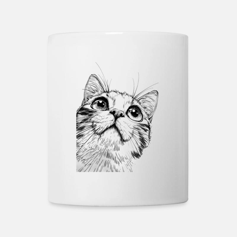 Schwarz-Weiß Mickey Katze - Tasse - Weiß