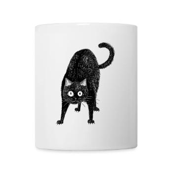 Schwarze Katze - Tasse - Weiß - Vorne