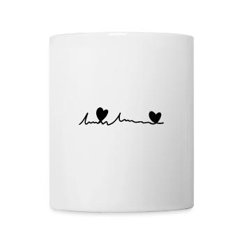 coeur de texte de police de ligne - Mug blanc - blanc - Devant