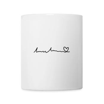 coeur de texte de police de ligne - Mug blanc - blanc - Devant