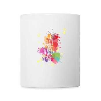 Saxofon Jazz Farbfleck Regenbogen Musiker Geschenk - Tasse - Weiß - Vorne