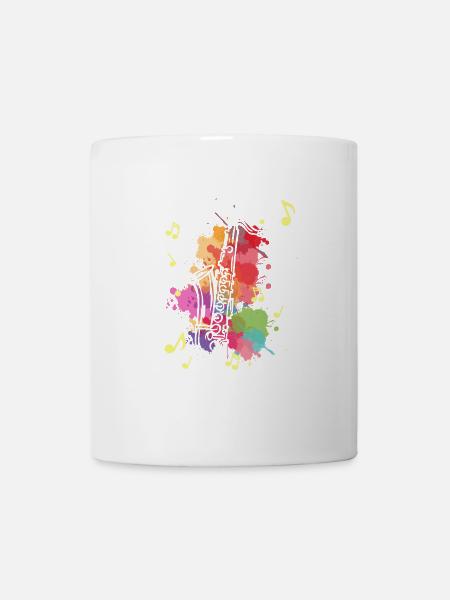 Saxofon Jazz Farbfleck Regenbogen Musiker Geschenk - Tasse - Weiß