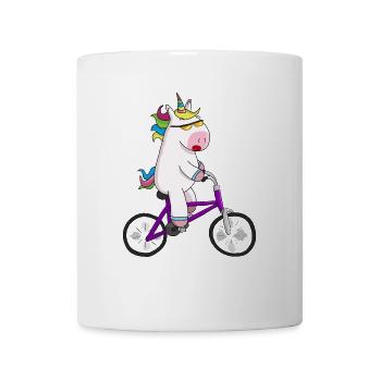 Einhorn auf Fahrrad lila Sonnenbrille - Tasse - Weiß - Vorne